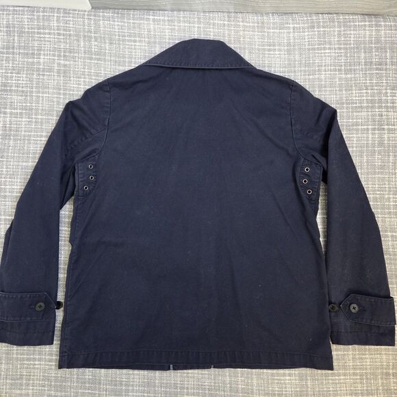 GAP Short Macintosh Jacket Barn Coat Canvas Navy Women’s L - Picture 3 of 10